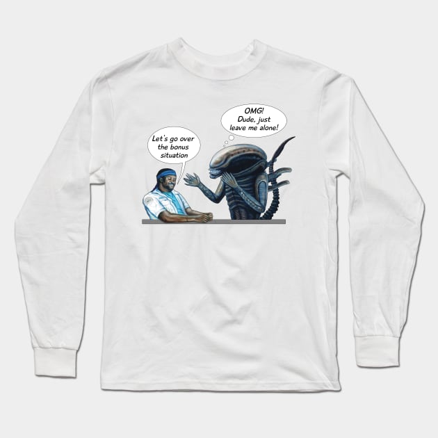 Xenomorph and Parker. Alien (1979) parody print Long Sleeve T-Shirt by SPACE ART & NATURE SHIRTS 